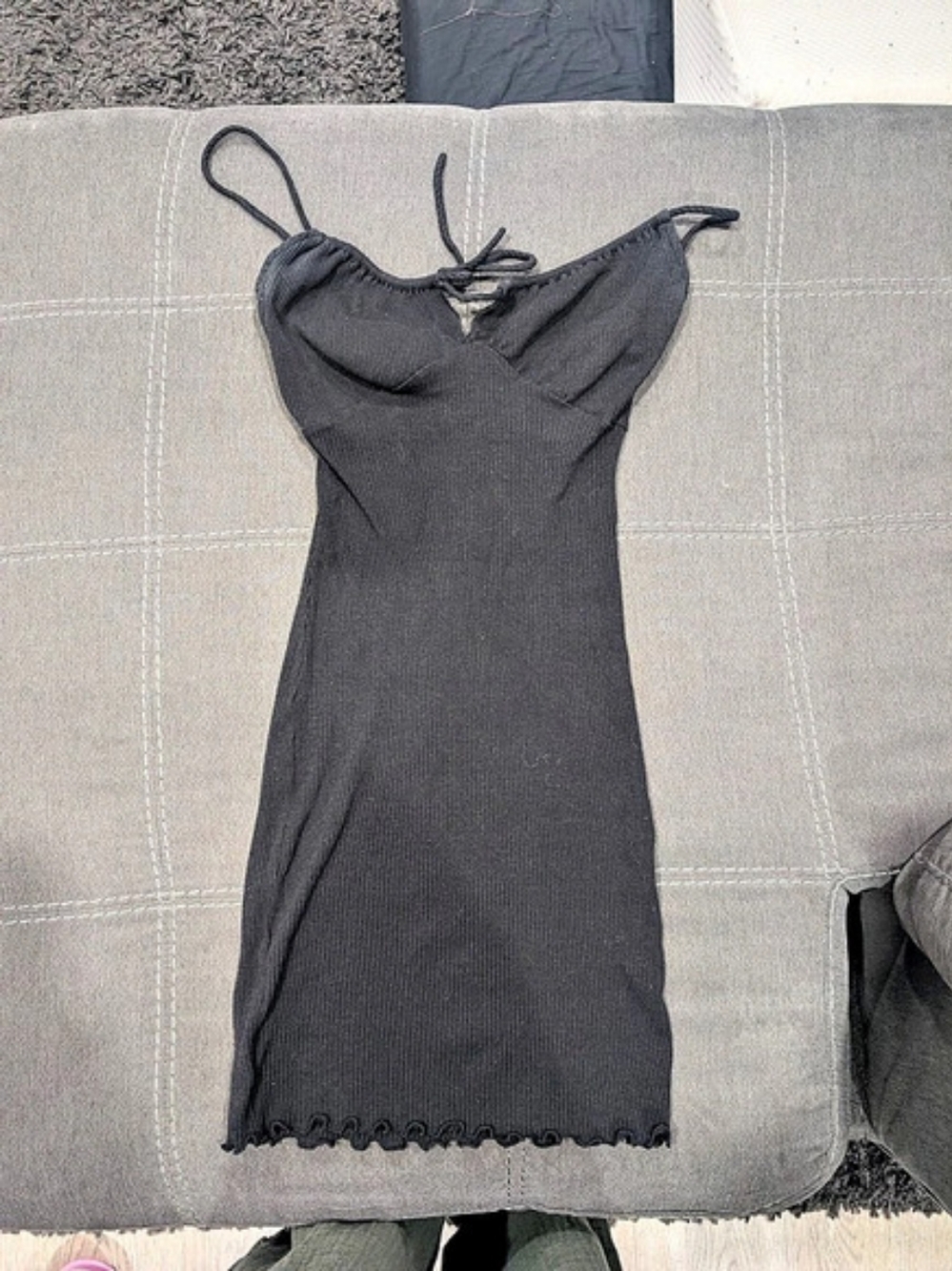NWOT Black Lace-Up Dress
